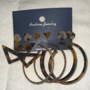 Tortoise Shell Hoop and Stud Earring Set